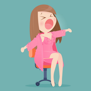 年轻女子困矢量卡通照片