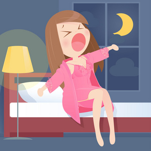 年轻女子困矢量卡通照片