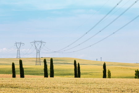 高压塔和电缆在农业领域