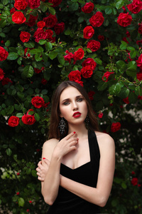 美丽的年轻女子，在白宫玫瑰花园，春天 ti 的肖像
