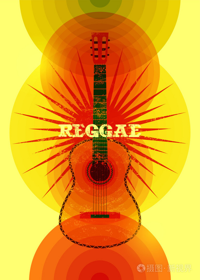 雷鬼音乐海报.复古的排印 grunge 矢量图插画-正版商用图片1luqwo-摄