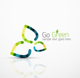 矢量抽象徽标观念 生态叶 自然植物 绿色概念业务图标。创意标识设计模板