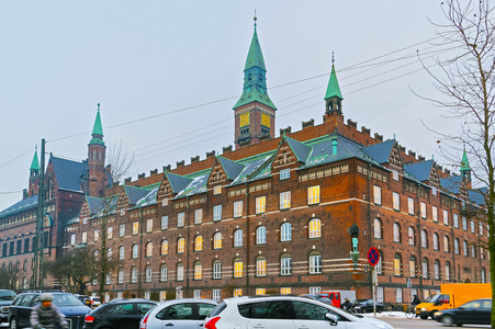 视图的哥本哈根市政厅在冬天