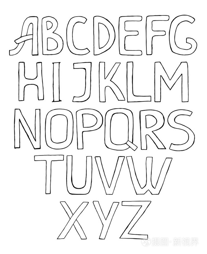 白色背景上的粗略字母表插画-正版商用图片1lv01u-摄图新视界