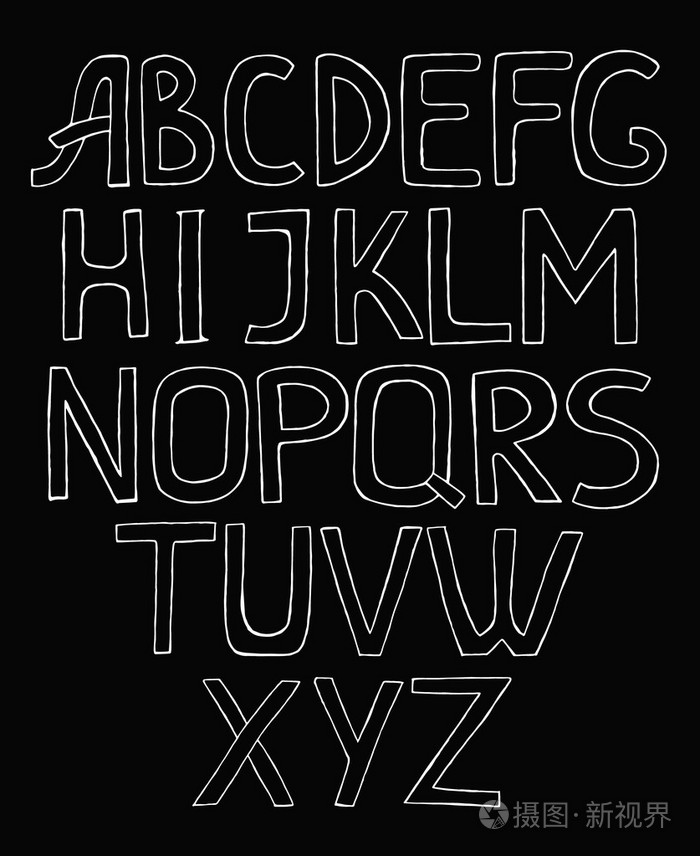 黑色背景上的字母表