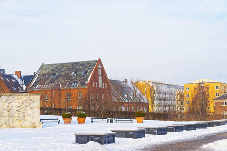 房子在冬天哥本哈根 Langelinie 公园长廊