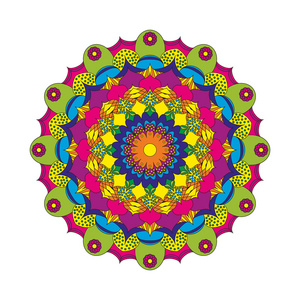 矢量成人着色书页圆形图案曼陀罗花彩绘-花卉背景照片