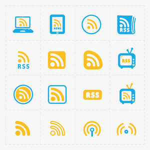 Rss 签名图标。Rss 源符号在白色背景上