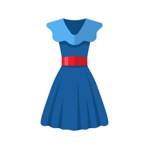 孤立在白色背景上的平面设计蓝色女人衣服图标