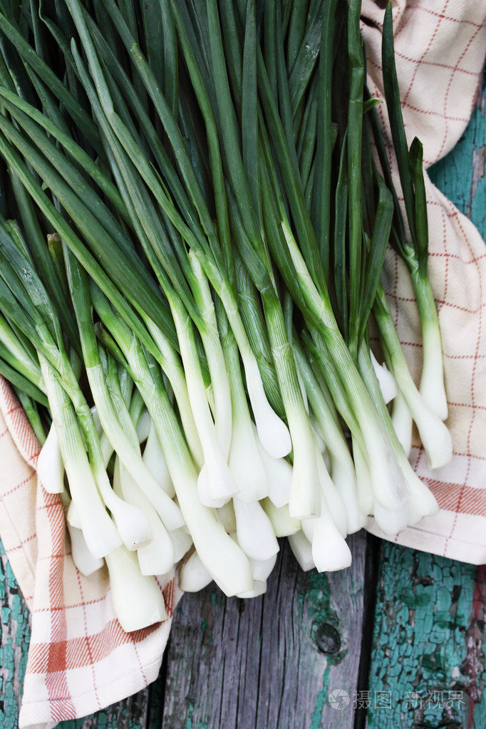 新鲜的葱,顶视图