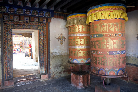 Jampey Lhakhang 寺，Chhoekhor，不丹祈祷轮子