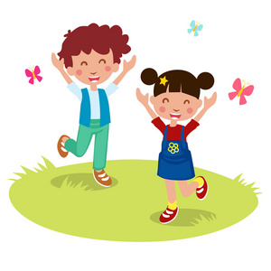 漫画卡通满意的女人快乐的孩子卡通向量插图照片