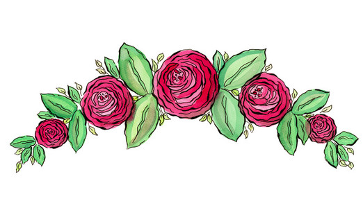 漂亮的水彩玫瑰花圈框架