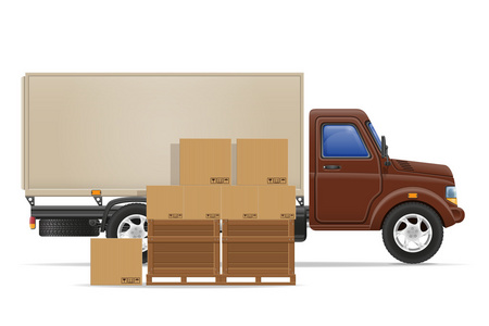 货运卡车交货和运输货物概念向量生病了