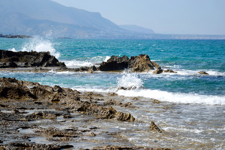 岩石在爱琴海海岸