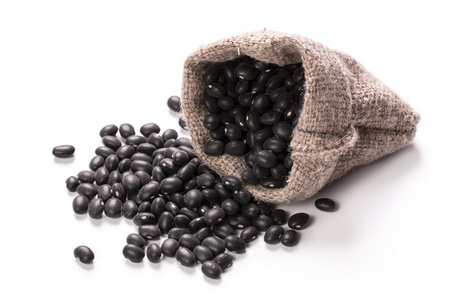黑豆，白色背景上的健康食品