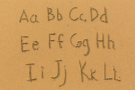 画在沙滩上的字母