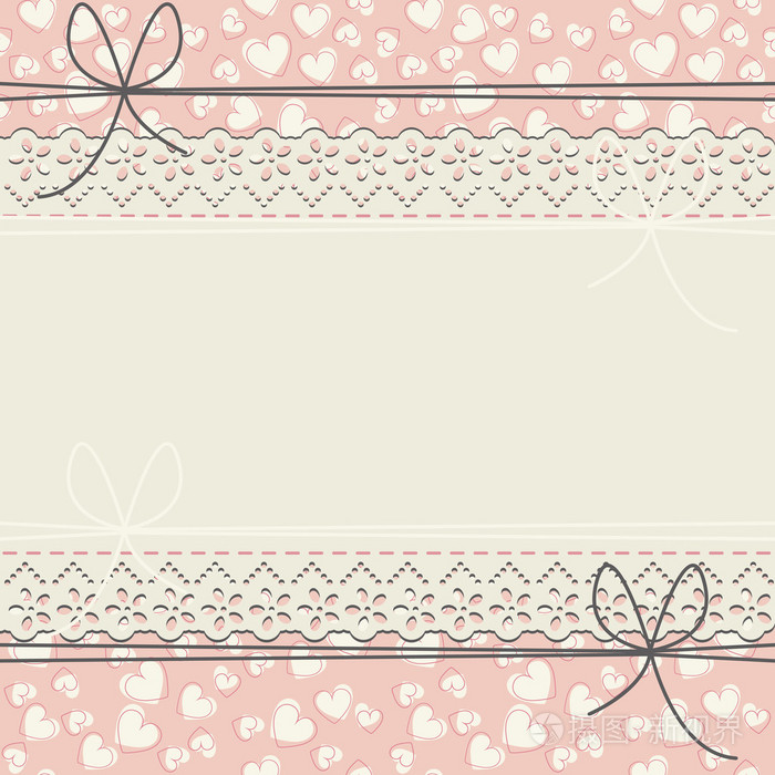 可爱的花边框架,装饰心