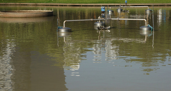 池塘中的电动曝气器图片