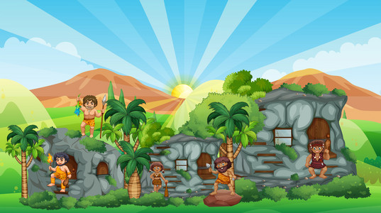 山顶洞人生活在石房子照片