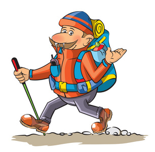 可爱的卡通的徒步旅行者照片