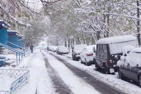 街道上的冰雪灾害