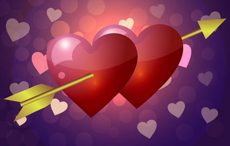 两个粉红色的情人节心图片