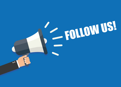 关注我们的蓝色背景照片