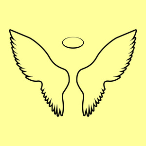 翅膀的标志。平面样式图标