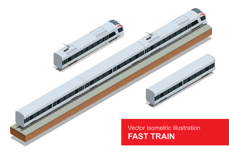 现代高速列车。 快速矢量等距图