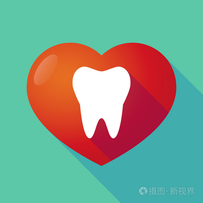 长阴影的红心配一颗牙