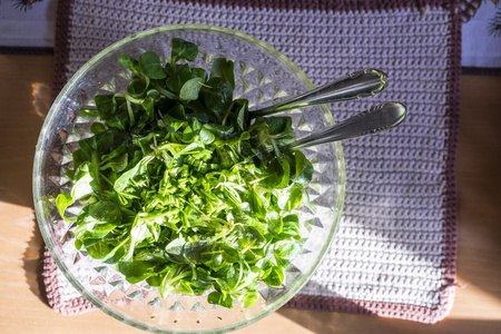 在一个健康的饮食概念绿叶菜沙拉
