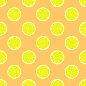 柠檬片橙色背景无缝模式