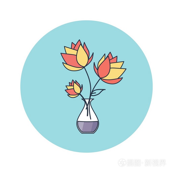 矢量图。图标。花瓶中的花