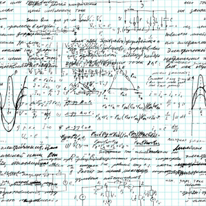 数学无缝图案手写在网格拷贝纸上