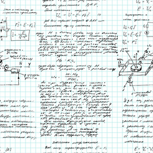 数学无缝图案手写在网格拷贝纸上