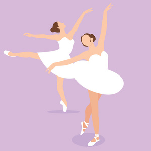 芭蕾女孩芭蕾舞姿舞蹈动作执行图矢量