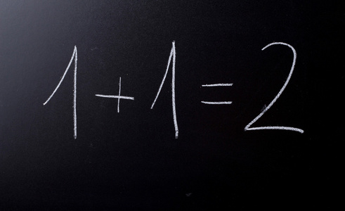 黑板上的简单的数学求和照片