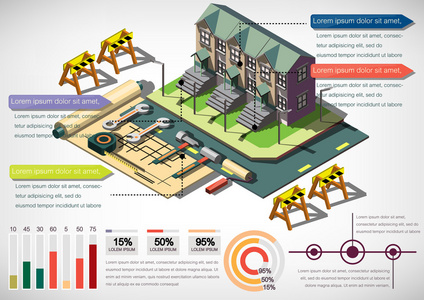 信息图形的房子结构概念的插图图片