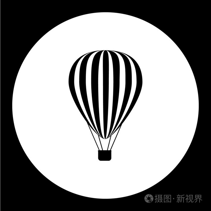 简单的热空气气球孤立的黑色图标 eps10