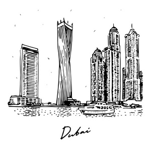 旅游与吸引力矢量符号股票网站插图矢量图的迪拜市.