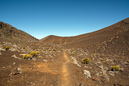 徒步旅行到冰锥 de la fournaise