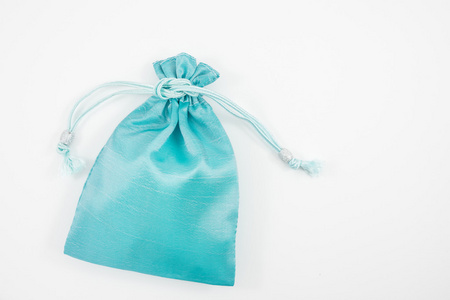 绿松石蓝色丝绸迷你礼品袋包图片