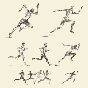 运动员跑步的素描图图片