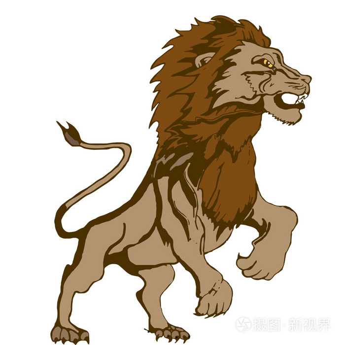 纸箱吼叫的狮子.矢量图和简单的渐变.所有在单个图层