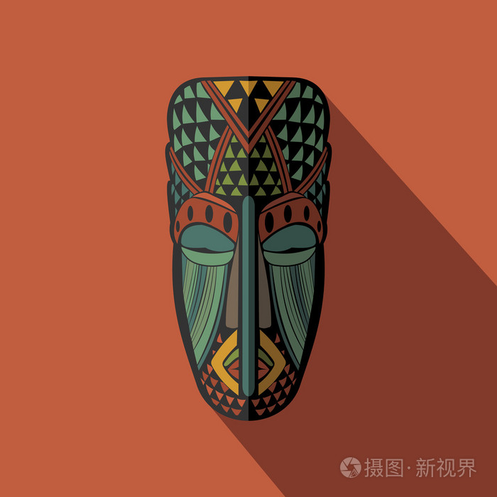 非洲民族部落面具在彩色背景