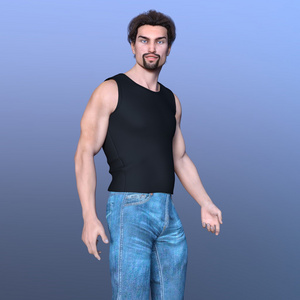 一个年轻男子的 3d cg 渲染。