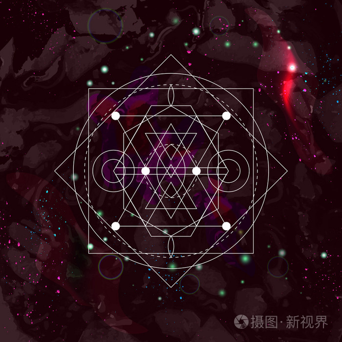 抽象的神秘几何符号.线性的炼金术,神秘的哲学的标志