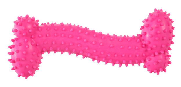 狗的粉色橡胶骨头玩具