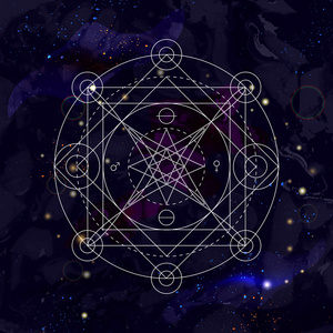 抽象的神秘几何符号.线性的炼金术,神秘的哲学的标志照片